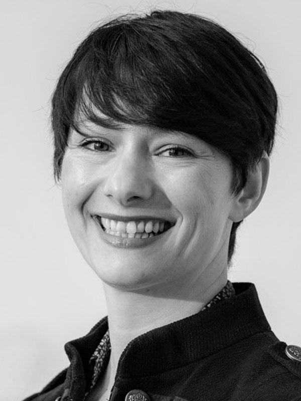A black and white photo of Morag Morrison of Red Sky at Night Events