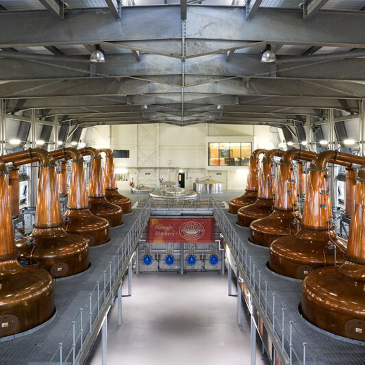 A photo of the whisky stills at Roseisle Distillery. In 2010 RSAN designed and produced an event to mark the official opening of Scotland’s new malt whisky distillery – the first to open in more than 30 years